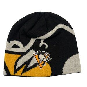 CCM Unisex OSFA Black Yellow Pittsburgh Penguins NHL Hockey Beanie Hat NWT